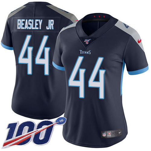 Tennessee Titans #44 Vic Beasley Jr Navy Blue Team Color Women's Stitched 100th Season Vapor Untouchable Limited Jersey Womens
