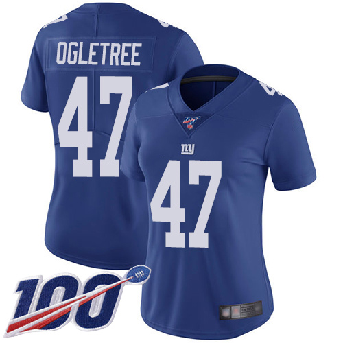 New York Giants #47 Alec Ogletree Royal Blue Team Color Women's Stitched 100th Season Vapor Limited Jersey Womens