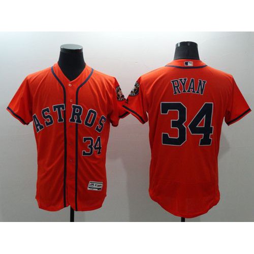 Houston Astros #34 Nolan Ryan Orange Flexbase Authentic Collection Stitched Jersey Men's
