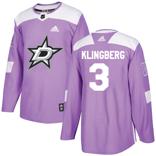 Adidas Dallas Stars #3 John Klingberg Purple Authentic Fights Cancer Youth Stitched Jersey Youth