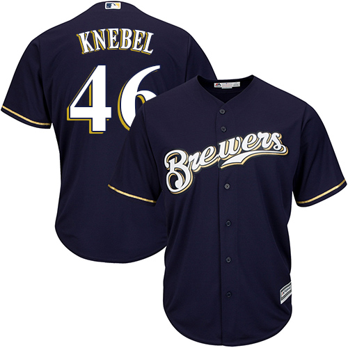 Milwaukee Brewers #46 Corey Knebel Navy blue Cool Base Stitched Youth Jersey Youth