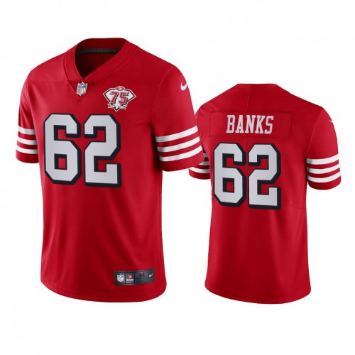 San Francisco 49ers #62 Aaron Banks Red Rush Youth 75th Anniversary Stitched Vapor Untouchable Limited Jersey Youth