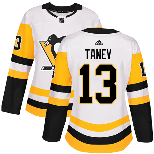 Adidas Pittsburgh Penguins #13 Brandon Tanev White Road Authentic Women's Stitched Jersey Womens