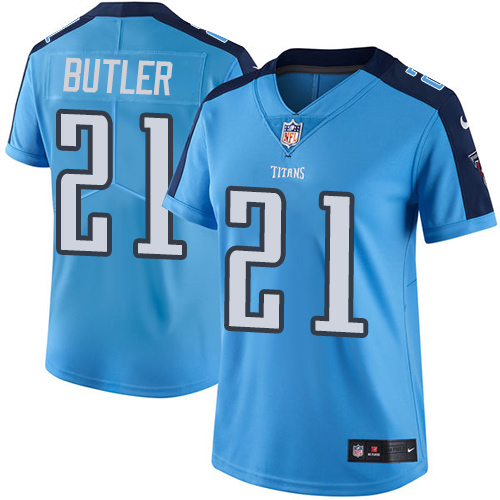 Tennessee Titans #21 Malcolm Butler Light Blue Women's Stitched Limited Rush Jersey Womens