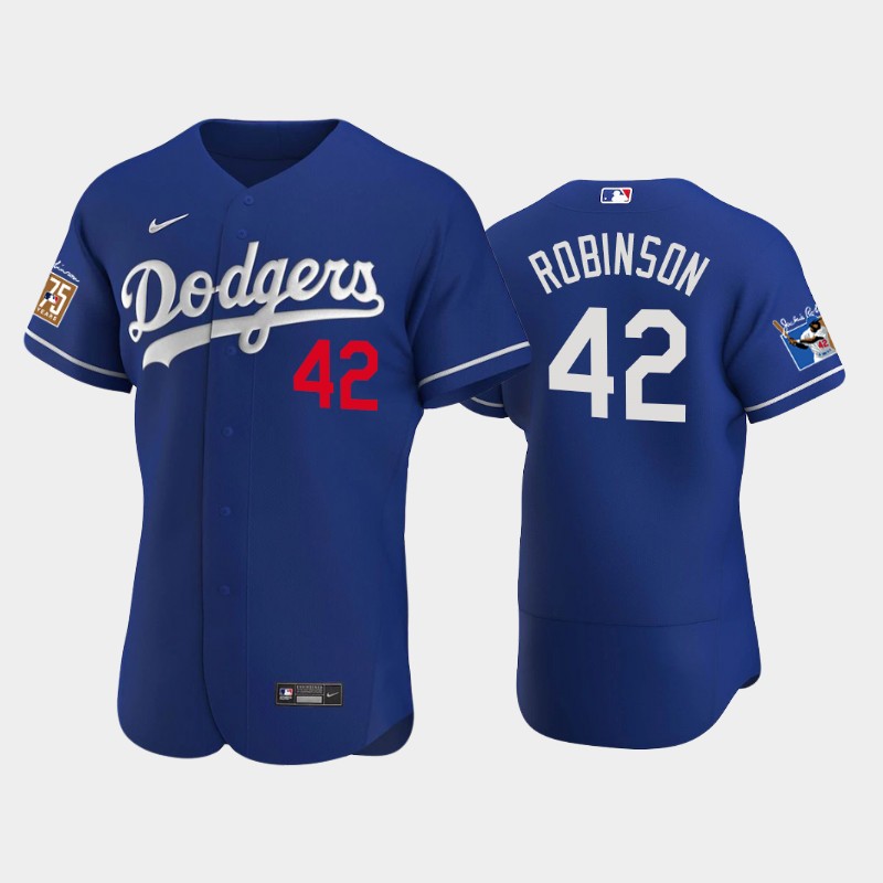 Los Angeles Dodgers #42 Jackie Robinson Men's Jackie Robinson 75th Anniversary Authentic Jersey - Royal