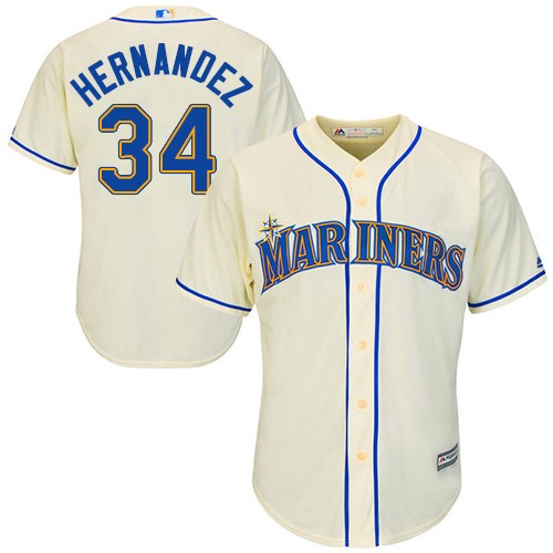 Seattle Mariners #34 Felix Hernandez Cream Cool Base Stitched Youth Jersey Youth