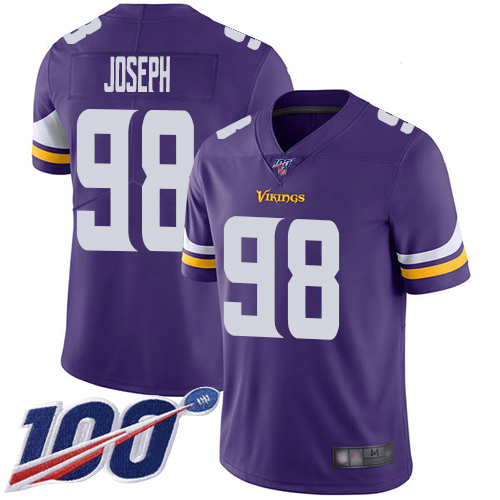 Minnesota Vikings #98 Linval Joseph Purple Team Color Men's Stitched 100th Season Vapor Limited Jersey Men's