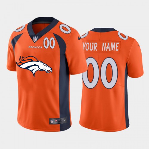Denver Broncos Orange Custom Men's Big Team Logo Player Vapor Limited Jersey