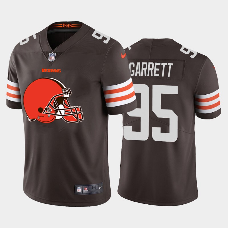 Cleveland Browns #95 Myles Garrett Brown Men's Big Team Logo Vapor Limited Jersey