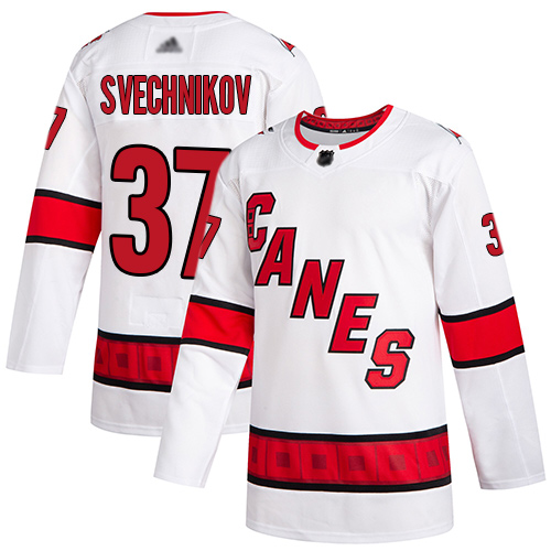 Adidas Carolina Hurricanes #37 Andrei Svechnikov White Road Authentic Stitched Jersey Men's