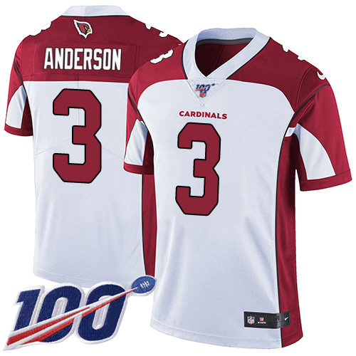 Arizona Cardinals #3 Drew Anderson White Men's Stitched 100th Season Vapor Limited Jersey Men's