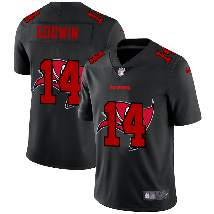 Tampa Bay Buccaneers #14 Chris Godwin Men's Team Logo Dual Overlap Limited Jersey Black