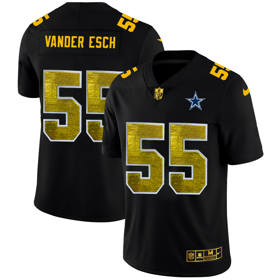 Dallas Cowboys #55 Leighton Vander Esch Men's Black Golden Sequin Vapor Limited Jersey