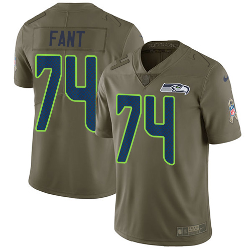 Seattle Seahawks #74 George Fant Olive Men's Stitched Limited 2017 Salute to Service Jersey Men's