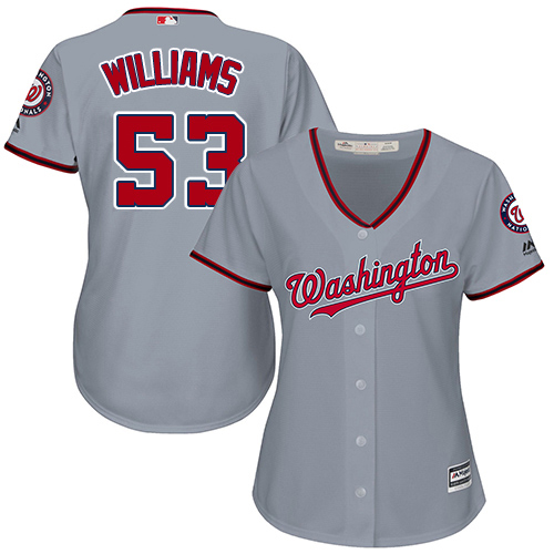 Washington Nationals #53 Austen Williams Grey Road Women's Stitched Jersey Womens