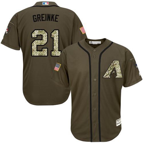 Arizona Diamondbacks #21 Zack Greinke Green Salute to Service Stitched Youth Jersey Youth