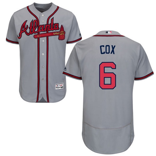 Atlanta Braves #6 Bobby Cox Grey Flexbase Authentic Collection Stitched Jersey Men's