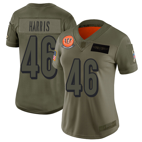 Cincinnati Bengals #46 Clark Harris Camo Women's Stitched Limited 2019 Salute to Service Jersey Womens
