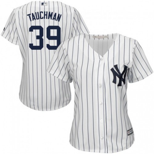 New York Yankees #39 Mike Tauchman White Strip Home Women's Stitched Jersey Womens