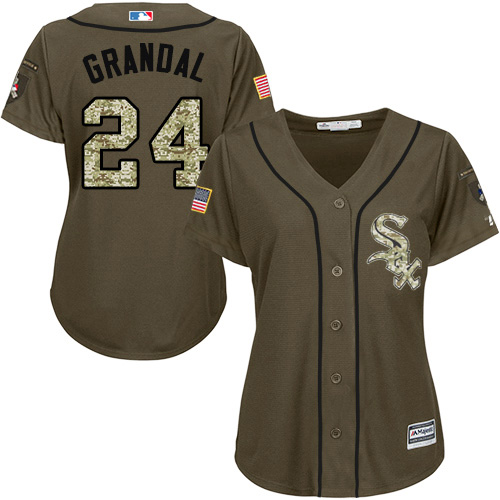 Chicago White Sox #24 Yasmani Grandal Green Salute to Service Women's Stitched Jersey Womens