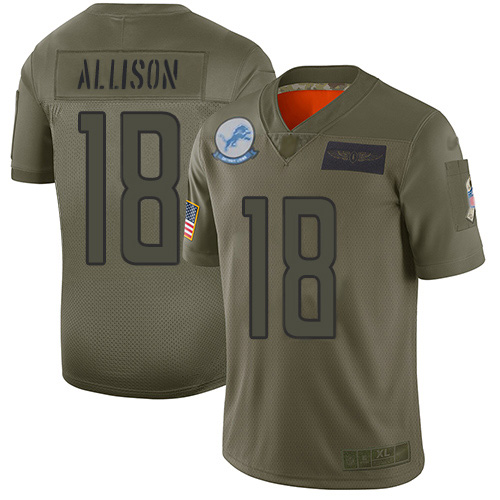 Detroit Lions #18 Geronimo Allison Camo Men's Stitched Limited 2019 Salute To Service Jersey Men's