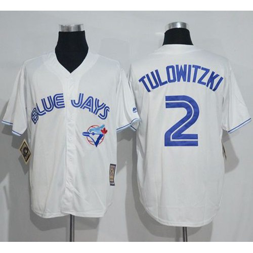 Toronto Blue Jays #2 Troy Tulowitzki White Cooperstown Throwback Stitched Jersey Men's