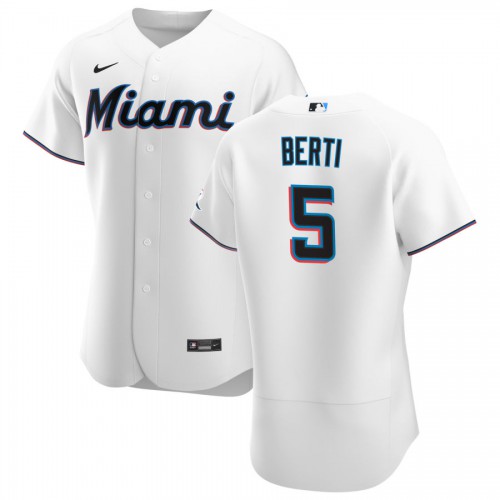 Miami Miami Marlins #5 Jon Berti Men's White Home 2020 Authentic Player Jersey Men's