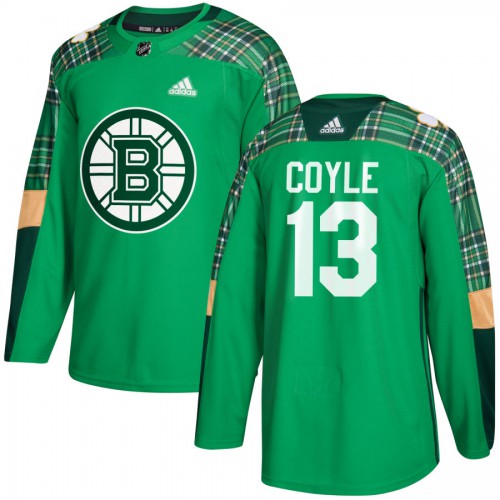 Adidas Boston Bruins #13 Charlie Coyle adidas Green St. Patrick's Day Authentic Practice Stitched Jersey Men's