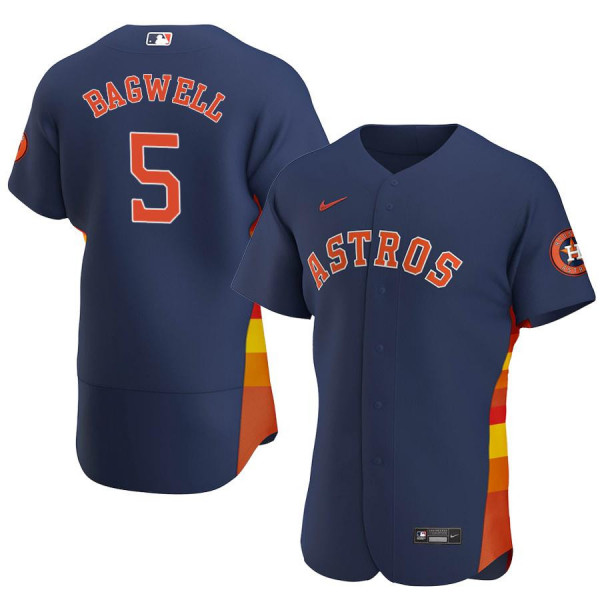 Men's Houston Astros 5 Authentic Navy Alternate 2020 Jeff Bagwell Jersey