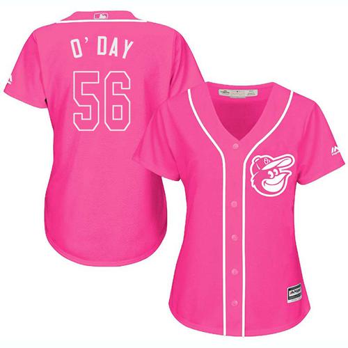 Baltimore Orioles #56 Darren O'Day Pink Fashion Women's Stitched Jersey Womens