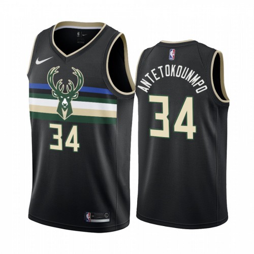 Milwaukee Bucks #34 Giannis Antetokounmpo Black 2019-20 Statement Edition Jersey Mens