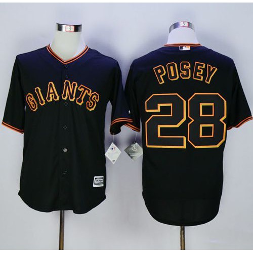 San Francisco Giants #28 Buster Posey Black New Cool Base Fashion Stitched Jersey Men's