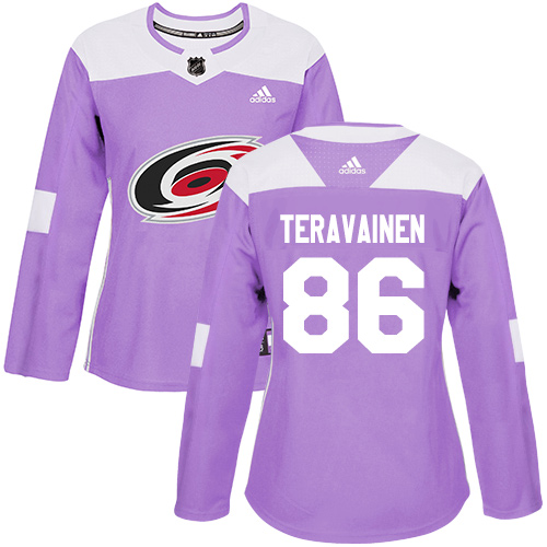 Adidas Carolina Hurricanes #86 Teuvo Teravainen Purple Authentic Fights Cancer Women's Stitched Jersey Womens