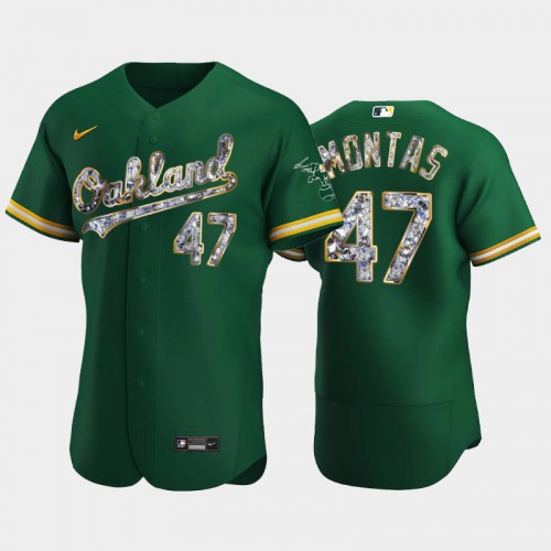 Oakland Oakland Athletics #47 Frankie Montas Men's Diamond Edition Jersey - Green Men's