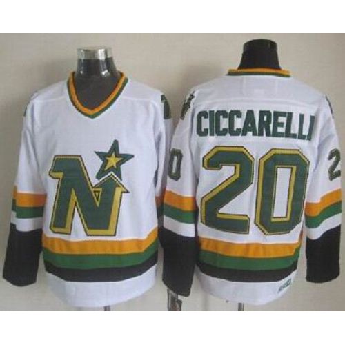 Dallas Stars #20 Dino Ciccarelli White CCM Throwback Stitched Jersey Men's