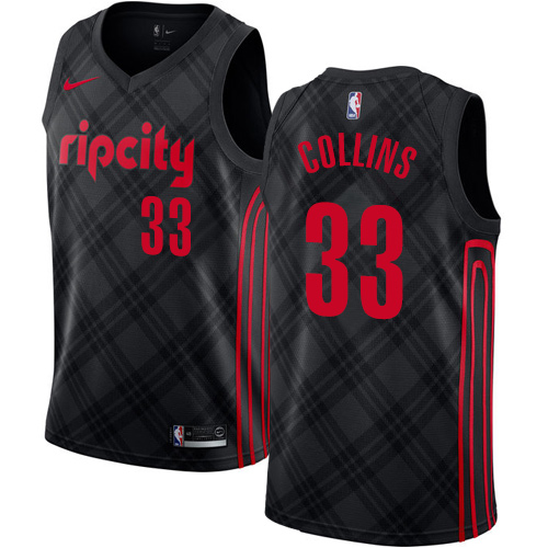 Portland Trail Blazers #33 Zach Collins Black Swingman City Edition Jersey Mens