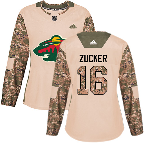 Adidas Minnesota Wild #16 Jason Zucker Camo Authentic 2017 Veterans Day Women's Stitched Jersey Womens