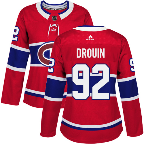 Adidas Montreal Canadiens #92 Jonathan Drouin Red Home Authentic Women's Stitched Jersey Womens