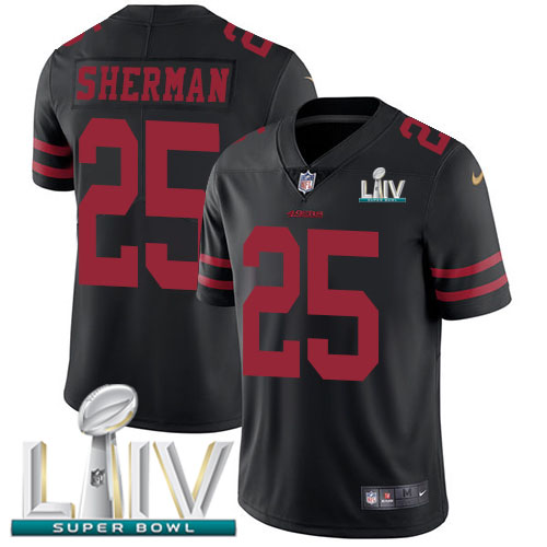 San Francisco 49ers #25 Richard Sherman Black Super Bowl LIV 2020 Alternate Men's Stitched Vapor Untouchable Limited Jersey Men's