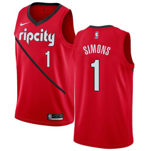 Portland Trail Blazers #1 Anfernee Simons Red Youth Swingman Earned Edition Jersey Youth