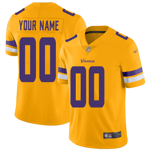 Minnesota Vikings Customized Gold Men's Stitched Limited Inverted Legend Jersey