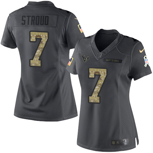 Texans #7 C.J. Stroud Black Women's Stitched Limited 2016 Salute To Service Jersey