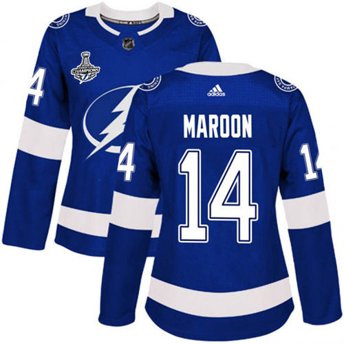 Adidas Tampa Bay Lightning #14 Pat Maroon Blue Home Authentic Women's 2020 Stanley Cup Champions Stitched Jersey Womens