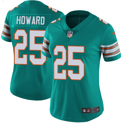 Miami Dolphins #25 Xavien Howard Aqua Green Alternate Women's Stitched Vapor Untouchable Limited Jersey Womens