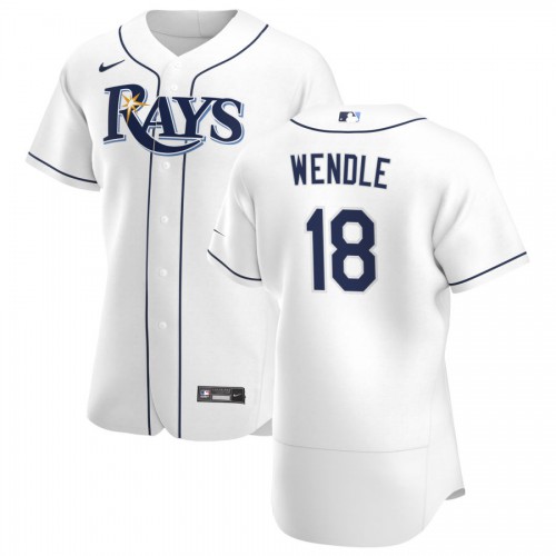 Tampa Bay Tampa Bay Rays #18 Joey Wendle Men's White Home 2020 Authentic Player Jersey Men's