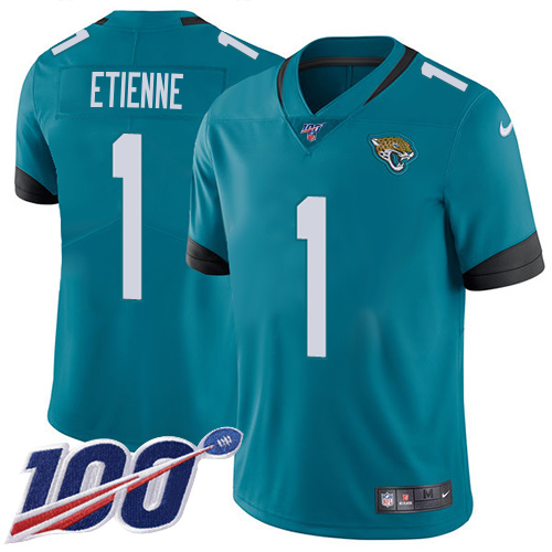 Jaguars #1 Travis Etienne Teal Green Alternate Youth Stitched 100th Season Vapor Limited Jersey