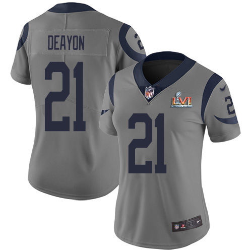 Los Angeles Rams #21 Donte Deayon Gray Super Bowl LVI Patch Women's Stitched Limited Inverted Legend Jersey Womens