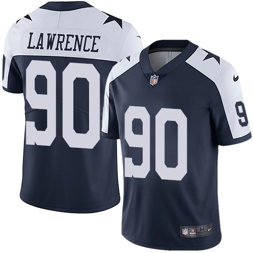 Cowboys #90 Demarcus Lawrence Navy Blue Thanksgiving Men's Stitched Vapor Untouchable Limited Throwback Jersey