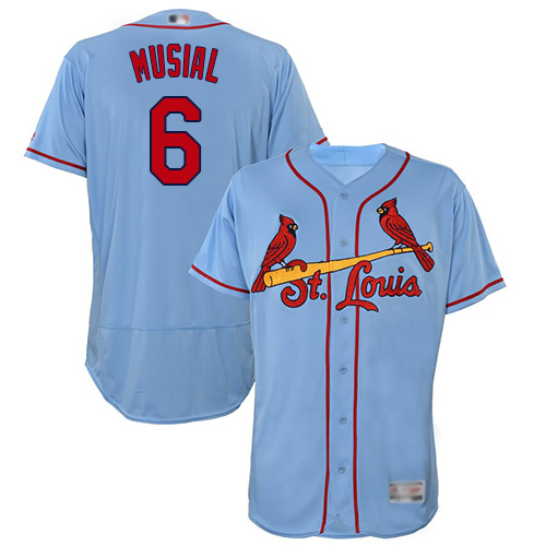 St.Louis Cardinals #6 Stan Musial Light Blue Flexbase Authentic Collection Stitched Jersey Men's
