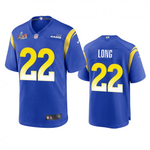 Los Angeles Los Angeles Rams #22 David Long Men's Super Bowl LVI Patch Game Jersey - Royal Men's
